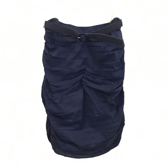 Alice and Olivia Molly Mod Belted Ruched Silk Mini Dress White Navy Size 6 - Picture 6 of 10